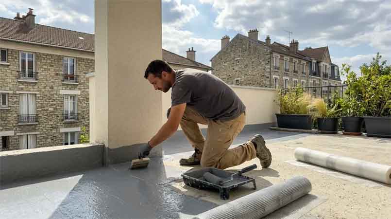 Chantier d'étanchéité de toit-terrasse